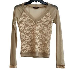 Martina Casella Lace Chiffon Long Sleeve Blouse XS